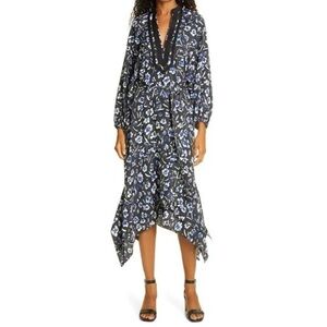 Tory Burch Black and Blue Asymmetrical Dress